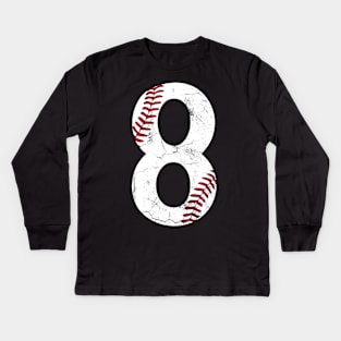 Happy Birthday Shirt 8th 8 Year Old Baseball Kids Long Sleeve T-Shirt